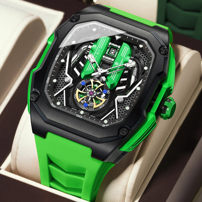 Cavallo V8 engine watch Track Green colorway — side profile view
